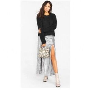 Show me your mumu silver sequins maxi skirt with slit